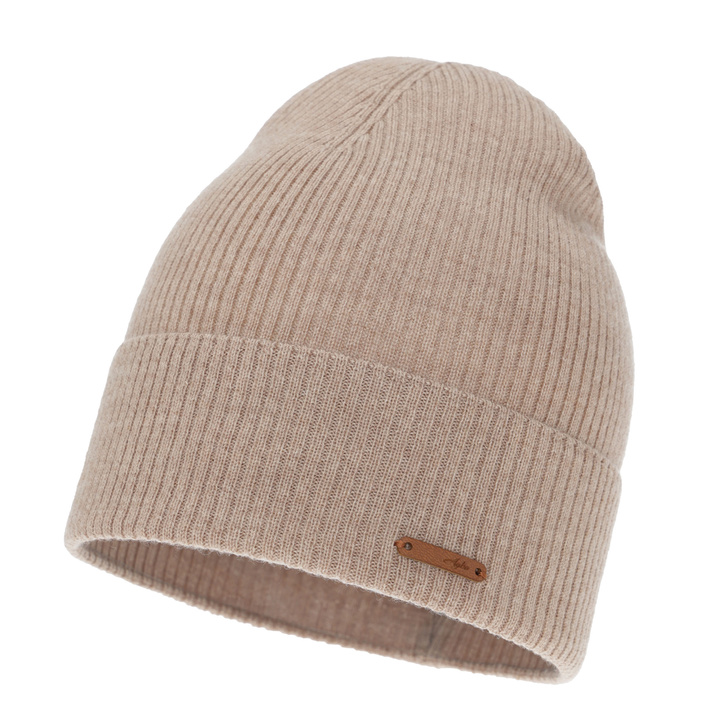 Женска есенна, зимна шапка, бежова, 100% Extrafine Merino, Flerra
